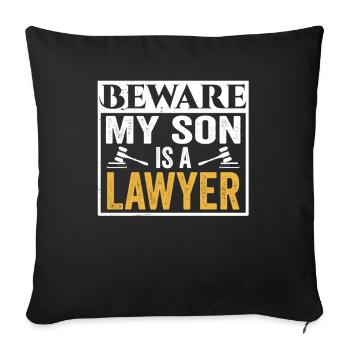 Attention Mon fils est avocat avocat - Housse de coussin décorative 45 x 45 cm - noir - Devant