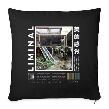 Liminal Spaces Retro 80s & 90s Aesthetic Vaporwave - Sofa pillowcase 17,3'' x 17,3'' (45 x 45 cm) - black - Front