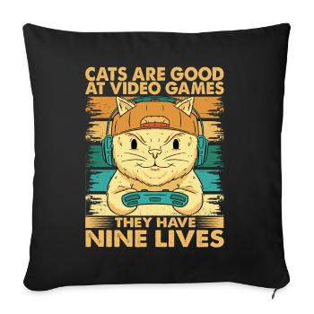 Les chats sont bons aux jeux vidéo - Funny Dad Jokes - Housse de coussin décorative 45 x 45 cm - noir - Devant