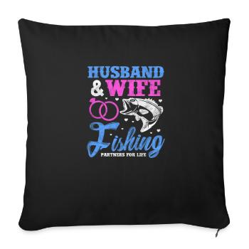 Angler Marriage - Sofa pillowcase 17,3'' x 17,3'' (45 x 45 cm) - black - Front