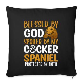 Béni par Dieu gâté par mon cocker épagneul - Housse de coussin décorative 45 x 45 cm - noir - Devant