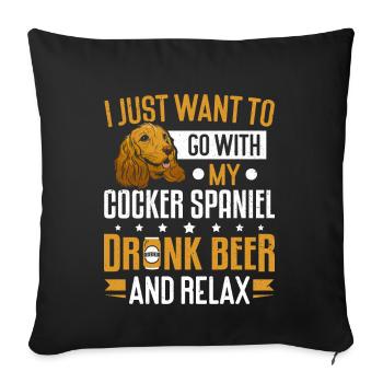 Je veux juste y aller avec mon cocker épagneul - Housse de coussin décorative 45 x 45 cm - noir - Devant