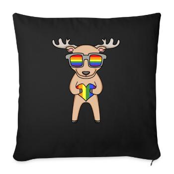 LGBT Animal Deer Arc-en-ciel - Housse de coussin décorative 45 x 45 cm - noir - Devant