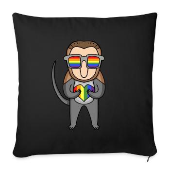 LGBT Animal Monkey Monkey Rainbow - Sofa pillowcase 17,3'' x 17,3'' (45 x 45 cm) - black - Front