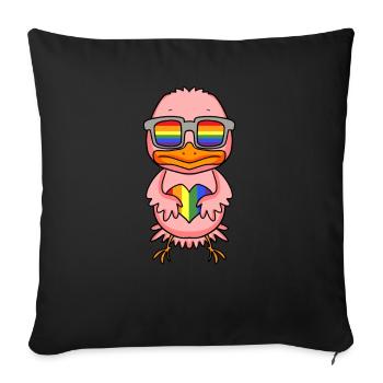 LGBT Animal Poulet Arc-en-ciel - Housse de coussin décorative 45 x 45 cm - noir - Devant