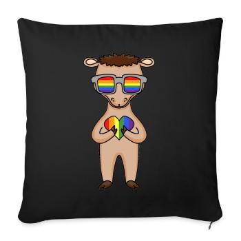 LGBT Animal Camel Rainbow - Sofa pillowcase 17,3'' x 17,3'' (45 x 45 cm) - black - Front