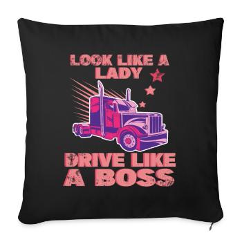 Ressemblez à une dame conduisez comme une fille camionneuse patronne - Housse de coussin décorative 45 x 45 cm - noir - Devant
