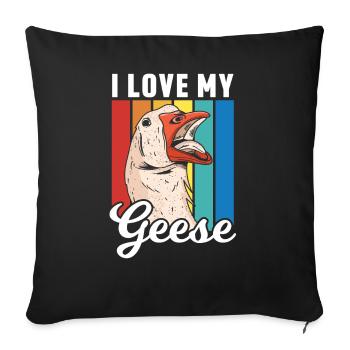 I Love My Geese Animal Owner Pet Goose - Sofa pillowcase 17,3'' x 17,3'' (45 x 45 cm) - black - Front