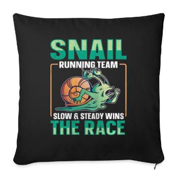 Snail Running Team Drôle Snail Runner - Housse de coussin décorative 45 x 45 cm - noir - Devant