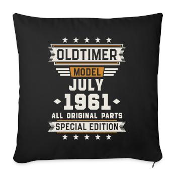 Oldtimer July 1961 Birthday Gift - Sofa pillowcase 17,3'' x 17,3'' (45 x 45 cm) - black - Front