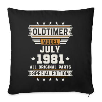 Oldtimer Juli 1981 Geburtstag Geschenk - Sofakissenbezug 45 x 45 cm - Schwarz - Vorne