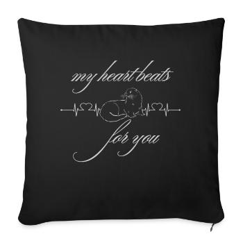 Ligne de coeur simple et belle loutre - Housse de coussin décorative 45 x 45 cm - noir - Devant