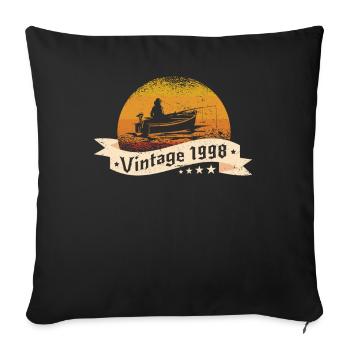 Pêcheur né en 1998 anniversaire bateau de pêche - Housse de coussin décorative 45 x 45 cm - noir - Devant