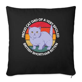 British Shorthair Dad Cats Gift - Sofa pillowcase 17,3'' x 17,3'' (45 x 45 cm) - black - Front