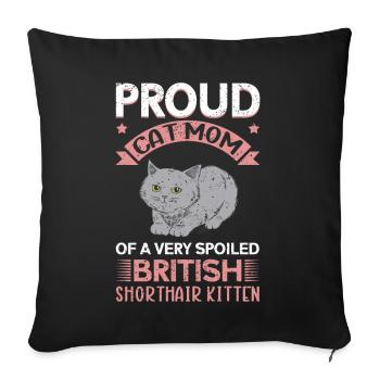 British Shorthair Mom Cats Cadeau - Housse de coussin décorative 45 x 45 cm - noir - Devant