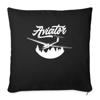 Pilote Planeur Petit Avion Léger - Housse de coussin décorative 45 x 45 cm - noir - Devant