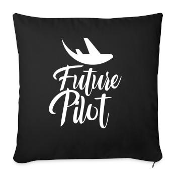 Future Pilot Jet Small Aircraft Light Aircraft - Sofa pillowcase 17,3'' x 17,3'' (45 x 45 cm) - black - Front
