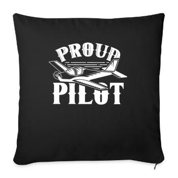 Proud Pilot Small Aircraft Jet Light Aircraft - Sofa pillowcase 17,3'' x 17,3'' (45 x 45 cm) - black - Front