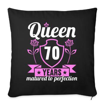 Fille de 70 ans 70 bday Queen 70 anniversaire - Housse de coussin décorative 45 x 45 cm - noir - Devant