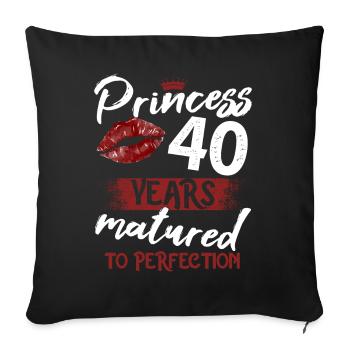 Fille de 40 ans 40 bday Princesse 40 anniversaire - Housse de coussin décorative 45 x 45 cm - noir - Devant