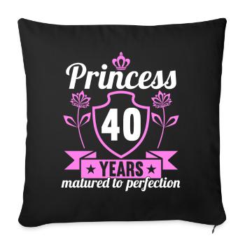 Fille de 40 ans 40 bday Princesse 40 anniversaire - Housse de coussin décorative 45 x 45 cm - noir - Devant