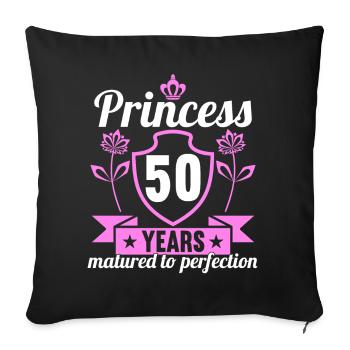 Fille de 50 ans 50 bday Princesse 50 anniversaire - Housse de coussin décorative 45 x 45 cm - noir - Devant
