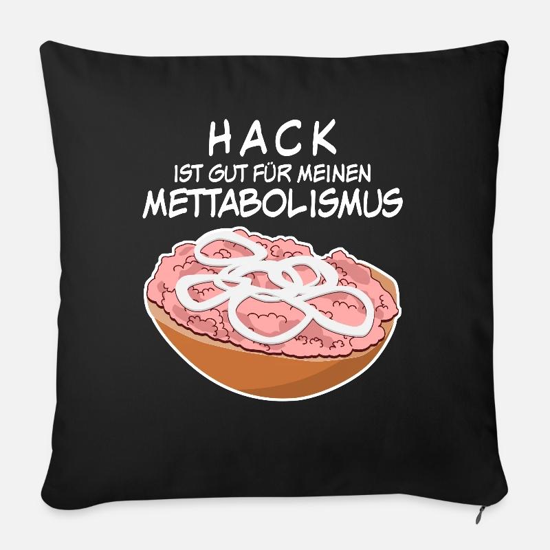 Mettbrötchen Hackfleisch Mett Mettigel - Sofakissenbezug 45 x 45 cm - Schwarz