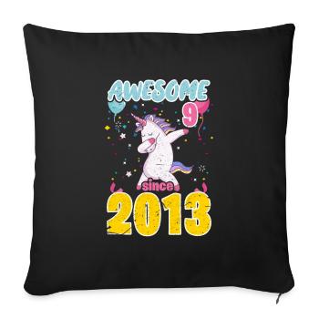 9th Birthday Unicorn - Sofa pillowcase 17,3'' x 17,3'' (45 x 45 cm) - black - Front