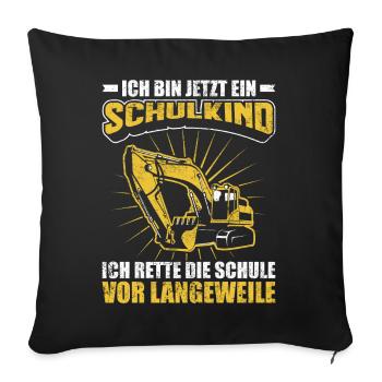 Einschulung Schulkind Jungen Bagger Geschenk - Sofakissenbezug 45 x 45 cm - Schwarz - Vorne