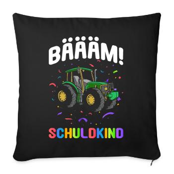 Einschulung Geschenk | Traktor Junge Geschenkidee - Sofakissenbezug 45 x 45 cm - Schwarz - Vorne