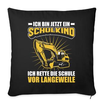 Einschulung Schulkind Schüler Jungen Geschenkidee - Sofakissenbezug 45 x 45 cm - Schwarz - Vorne