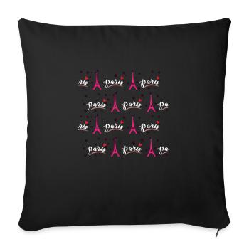 Paris France Bonjour - Housse de coussin décorative 45 x 45 cm - noir - Devant