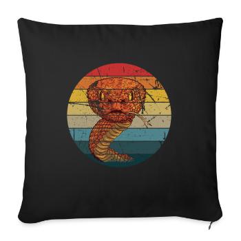 Snake Gift Animal Reptile Cobra Python Boa - Sofa pillowcase 17,3'' x 17,3'' (45 x 45 cm) - black - Front