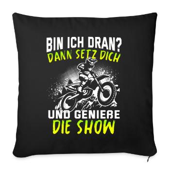 Motocross Tshirt Für Herren Damen Enduro Supermoto - Sofakissenbezug 45 x 45 cm - Schwarz - Vorne