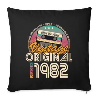 40e anniversaire né en 1982 Fabriqué en 1982 - Housse de coussin décorative 45 x 45 cm - noir - Devant