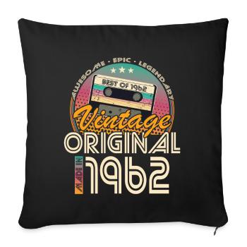 60e anniversaire né en 1962 Fabriqué en 1962 - Housse de coussin décorative 45 x 45 cm - noir - Devant