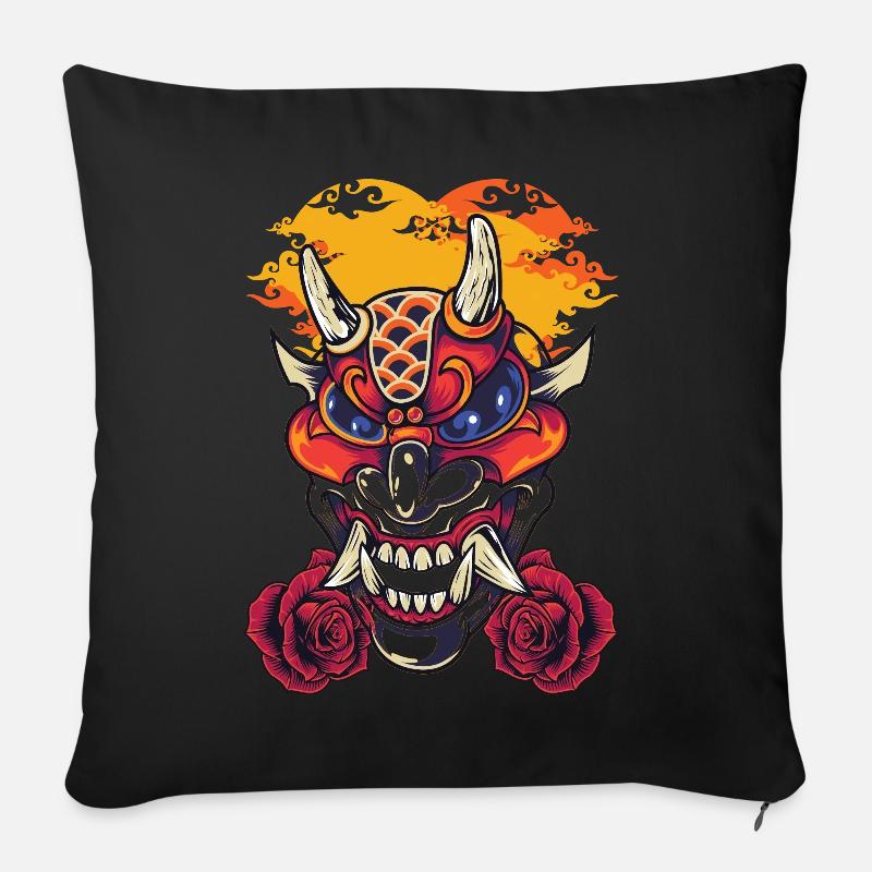 Masque du diable - Housse de coussin décorative 45 x 45 cm - noir