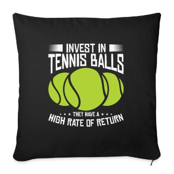 Joueur de tennis Raquette de tennis Balle de tennis - Housse de coussin décorative 45 x 45 cm - noir - Devant