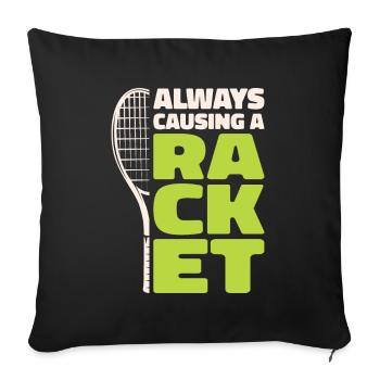 Joueur de tennis Raquette de tennis Balle de tennis - Housse de coussin décorative 45 x 45 cm - noir - Devant