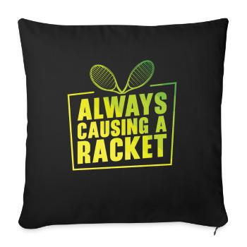 Joueur de tennis Raquette de tennis Balle de tennis - Housse de coussin décorative 45 x 45 cm - noir - Devant