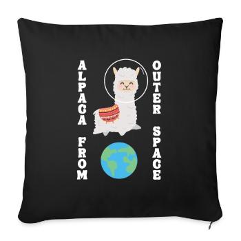 Alpaca From Outer Space Llama Vicuna Guanaco - Sofa pillowcase 17,3'' x 17,3'' (45 x 45 cm) - black - Front