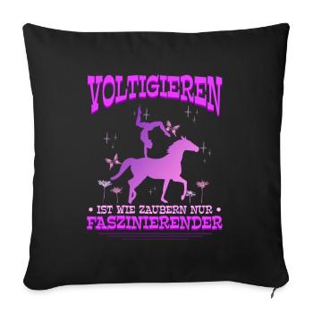 Mädchen Voltigieren Volti - Sofakissenbezug 45 x 45 cm - Schwarz - Vorne