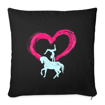 Mädchen Voltigieren Volti - Sofakissenbezug 45 x 45 cm - Schwarz - Vorne
