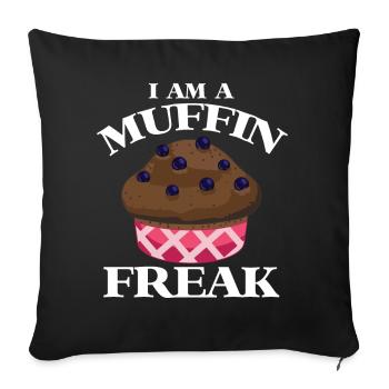 Muffin crazy délicieux buffet de chocolat pâtisseries sucrées - Housse de coussin décorative 45 x 45 cm - noir - Devant
