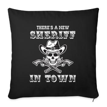 Le nouveau shérif vedette du shérif dans la ville de Revolver - Housse de coussin décorative 45 x 45 cm - noir - Devant