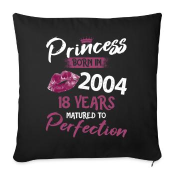 18ème anniversaire 18 ans de perfection Princesse 2004 - Housse de coussin décorative 45 x 45 cm - noir - Devant