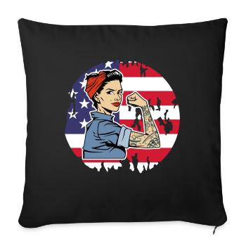États-Unis Amérique Américain Américain - Housse de coussin décorative 45 x 45 cm - noir - Devant