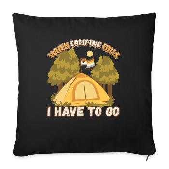 Quand le camping appelle, je dois y aller - Camping Nature - Housse de coussin décorative 45 x 45 cm - noir - Devant