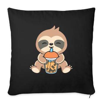 Bubble Milk Tea Sloth drinks Boba milk tea - Sofa pillowcase 17,3'' x 17,3'' (45 x 45 cm) - black - Front