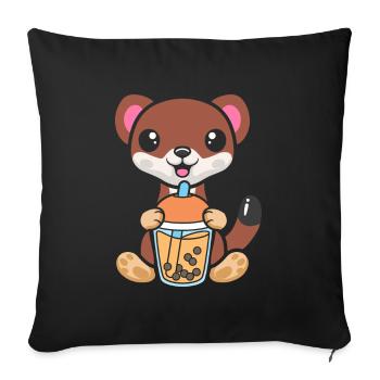 Bubble Milk Tea Weasel drinks Boba milk tea - Sofa pillowcase 17,3'' x 17,3'' (45 x 45 cm) - black - Front
